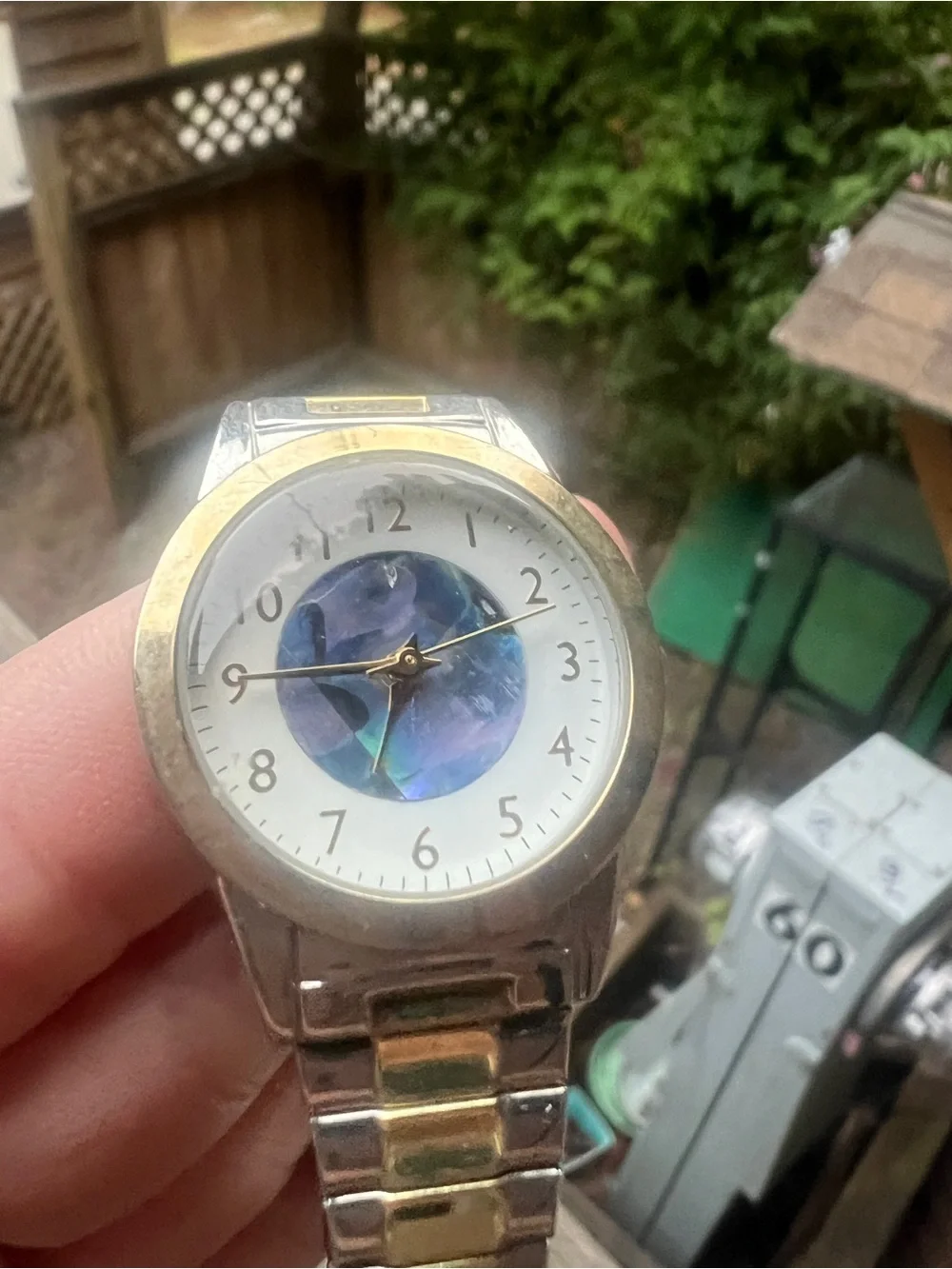 Two-Tone Silver and Gold Women's Watch with Blue Dial Accent